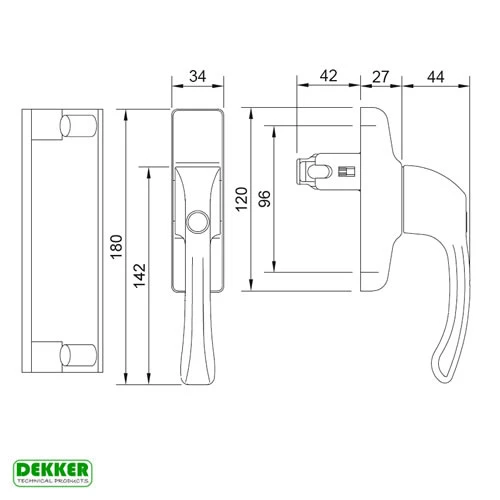 TT HANDLE HUECK WITH SAFETY DEVICE AND LOCK image
